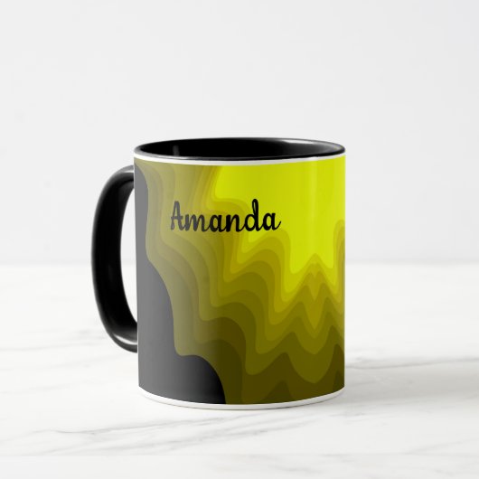 Abstrakte Schwarz-Gelb-Mustermalerei Tasse (Vorderseite Links)