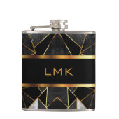 Abstrakte Schwarz-Gold-Design-Flasche Flachmann (Vorderseite)