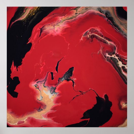 Abstrakte Schwarz-Gold-Fluid-Marmorkunst Poster (Vorne)