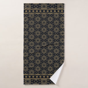 Abstrakte Schwarz-Gold-Grafik geometrisch Badehandtuch