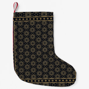 Abstrakte Schwarz-Gold-Grafik geometrisch Kleiner Weihnachtsstrumpf
