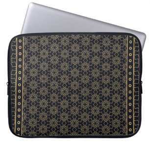 Abstrakte Schwarz-Gold-Grafik geometrisch Laptopschutzhülle