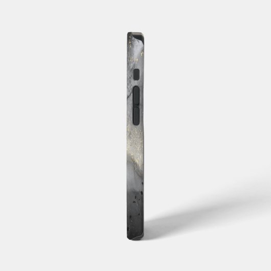 Abstrakte Schwarz-Gold-Marmor iPhone Hülle (Linke Seite)