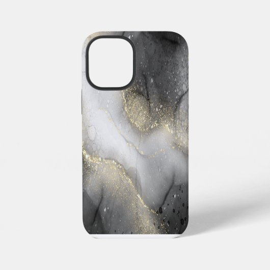 Abstrakte Schwarz-Gold-Marmor iPhone Hülle (Rückseite)