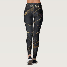 Abstrakte Schwarz-Gold-Marmor-Printwerbung Leggings