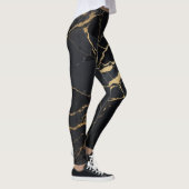 Abstrakte Schwarz-Gold-Marmor-Printwerbung Leggings (Rechts)