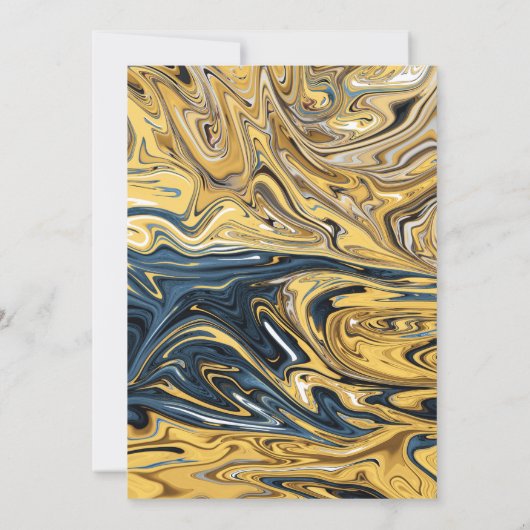 Abstrakte Schwarz-Gold-Waves Einladung (Rückseite)