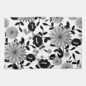Abstrakte Schwarz & Grau-Digitale Florals auf dem Geschirrtuch (Horizontal)