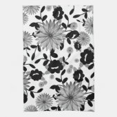 Abstrakte Schwarz & Grau-Digitale Florals auf dem Geschirrtuch (Vertikal)