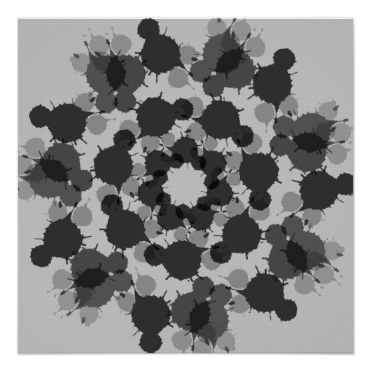 Abstrakte Schwarz-Graue-Blume Poster (Vorderseite)