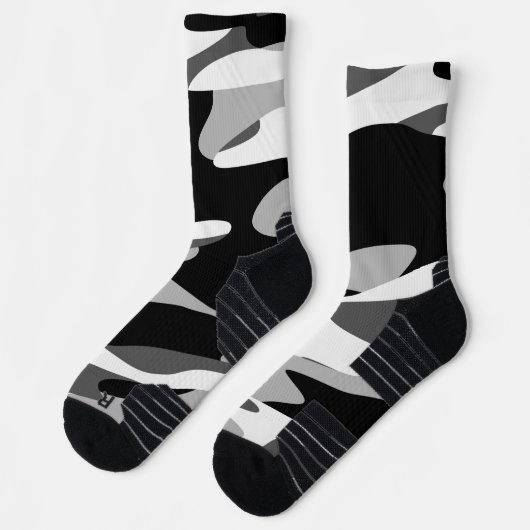abstrakte schwarz-graue Camouflage Socken (Links)