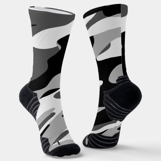 abstrakte schwarz-graue Camouflage Socken (Gewinkelt)