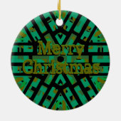 Abstrakte Schwarz-, Grün- und Goldverzierungen Keramikornament (Hinten)