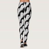 Abstrakte schwarz-hellgraue Waves Leggings (Rückseite)