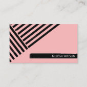 Abstrakte, schwarz-rosa Linien, feminin Visitenkarte (Vorderseite)