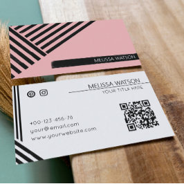 Abstrakte, schwarz-rosa Linien, feminin Visitenkarte