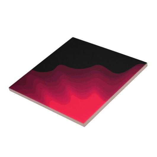 Abstrakte Schwarz-Rot-Wellen Kissen Fliese (Seite)