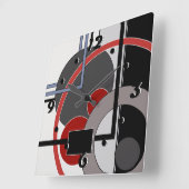 Abstrakte, schwarz-rote Malgeometrie Quadratische Wanduhr (Winkel)