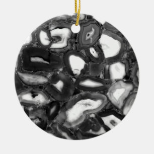 Abstrakte Schwarz-Weiß-Achat-Geode Keramik Ornament
