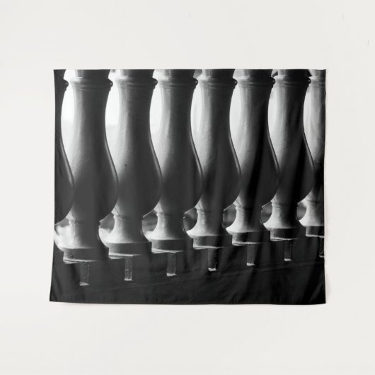 Abstrakte Schwarz-Weiß-Architektur Wandteppich (Vorderseite (Horizontal))