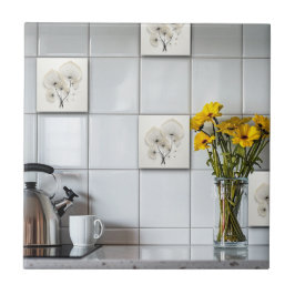 Abstrakte Schwarz-Weiß-Blumen Fliese