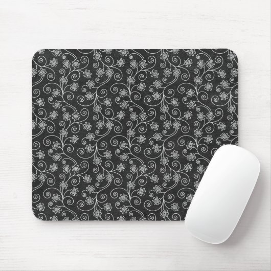 Abstrakte Schwarz-Weiß-Blüten Mousepad (Mit Mouse)