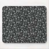 Abstrakte Schwarz-Weiß-Blüten Mousepad (Vorne)