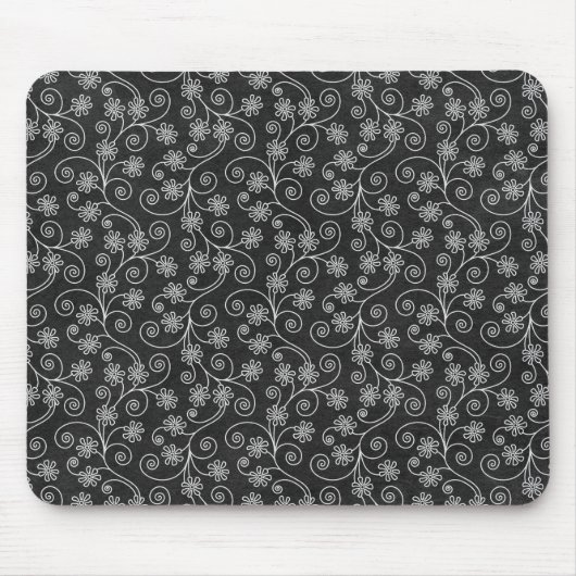 Abstrakte Schwarz-Weiß-Blüten Mousepad (Vorne)