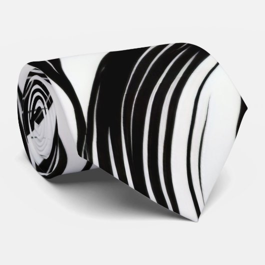 Abstrakte Schwarz-Weiß-Drehfarbe Krawatte (Gerollt)