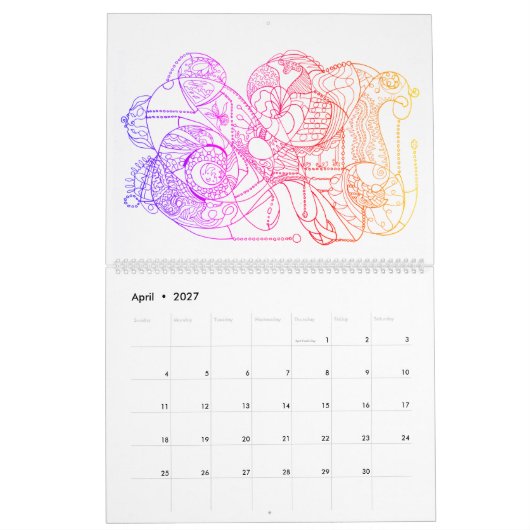 Abstrakte Schwarz-Weiß-Farbe Kalender (Apr 2027)