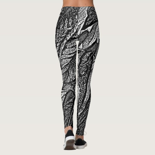 abstrakte Schwarz-Weiß-Formen Leggings (Rückseite)