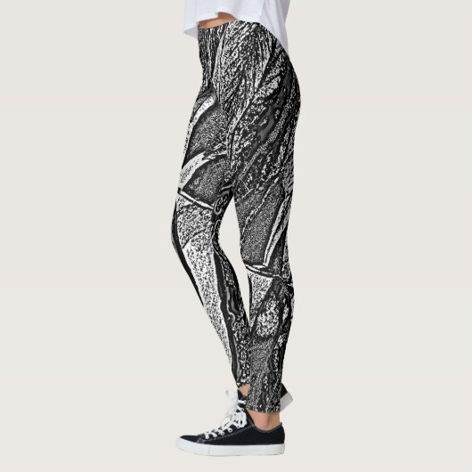 abstrakte Schwarz-Weiß-Formen Leggings (Links)