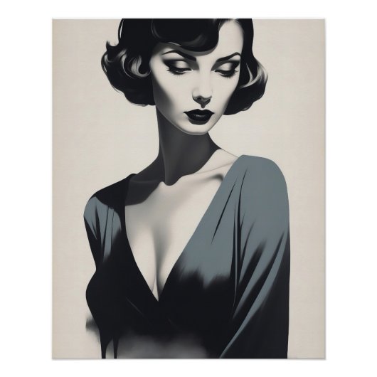 Abstrakte Schwarz-Weiß-Frau Poster (Vorderseite)