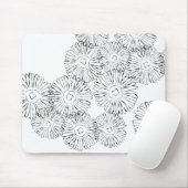Abstrakte Schwarz-Weiß-Frühlingsblumen Mousepad (Mit Mouse)