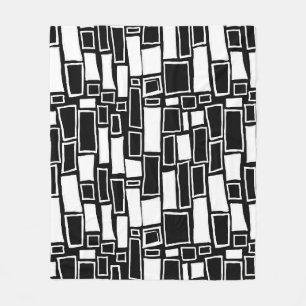 Abstrakte Schwarz-Weiß-Geometrische Fliesen Fleecedecke