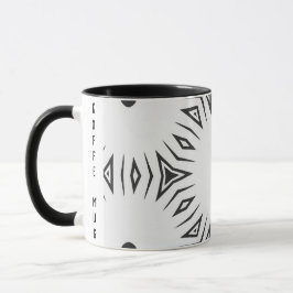 Abstrakte, schwarz-weiß gepunktete Sonne Tasse