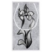 Abstrakte Schwarz-weiß glänzende Blume auf Silberp Kleine Geschenktüte (Rückseite)