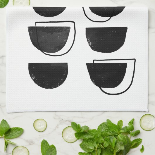 Abstrakte Schwarz-Weiß-Küchenhandtücher Geschirrtuch (Gefaltet)