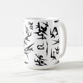 Abstrakte Schwarz-Weiß-Kunst Funky Kaffeetasse (VorderseiteRechts)
