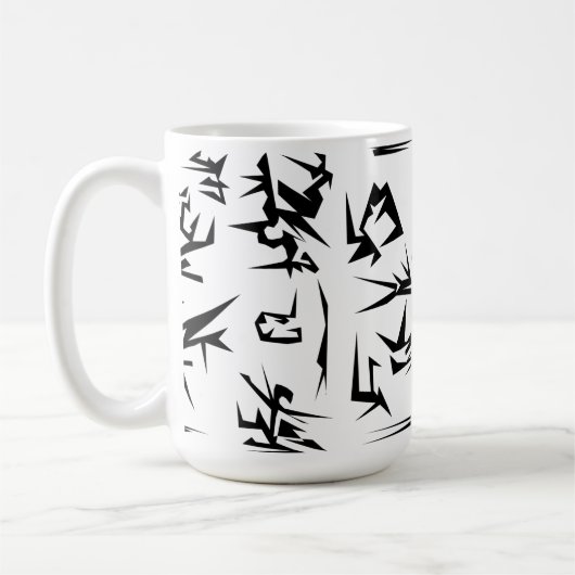 Abstrakte Schwarz-Weiß-Kunst Funky Kaffeetasse (Links)