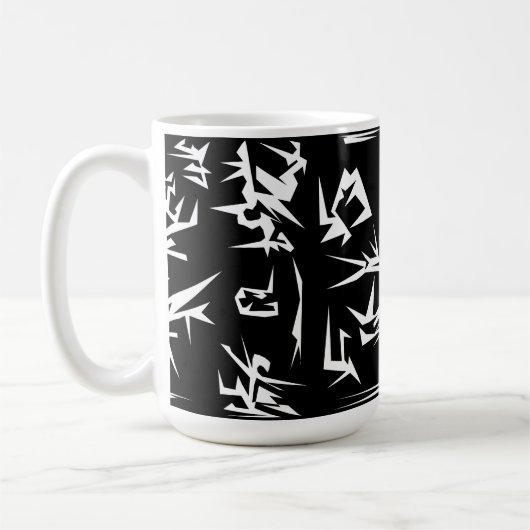 Abstrakte Schwarz-Weiß-Kunst Funky Kaffeetasse (Links)
