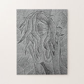 abstrakte Schwarz-Weiß-Kunst mit Damenretro Puzzle (Vertikal)