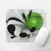 Abstrakte Schwarz-Weiß-Kunst mit grünem Fraktal Mousepad (Mit Mouse)