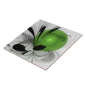 Abstrakte Schwarz-Weiß-Kunst mit grüner Fractal-Ku Fliese (Seite)