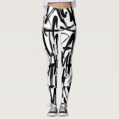 Abstrakte Schwarz-Weiß-Leggings Leggings (Vorderseite)
