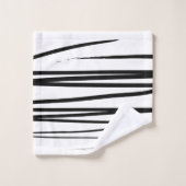 Abstrakte Schwarz-Weiß-Leinen Badhandtuch Set (Waschlappen)