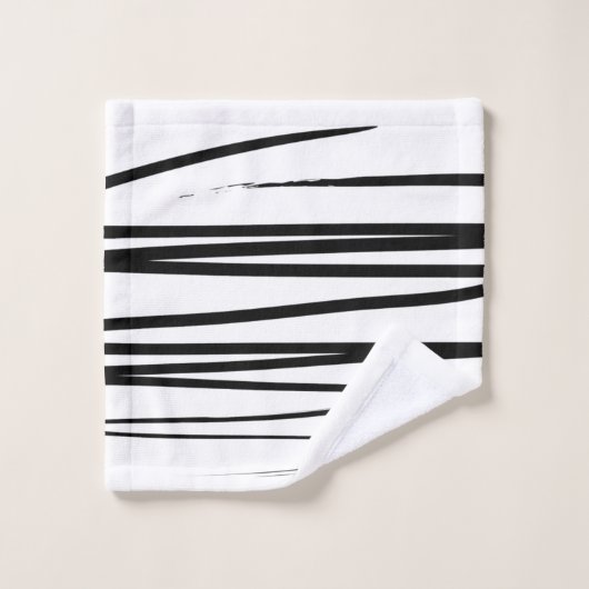 Abstrakte Schwarz-Weiß-Leinen Badhandtuch Set (Waschlappen)