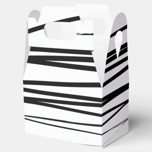 Abstrakte Schwarz-Weiß-Leinen Geschenkschachtel (Geöffnet)