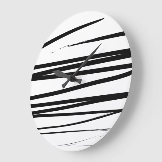 Abstrakte Schwarz-Weiß-Leinen Große Wanduhr (Winkel)