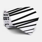 Abstrakte Schwarz-Weiß-Leinen Krawatte (Gerollt)